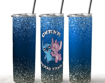 Stitch and Angel, Stitch Tumbler Wrap, 20oz Tumbler, Cartoon Movie Tumbler, Stitch Watercolor Design Png, Tumbler Sublimation, Digital File