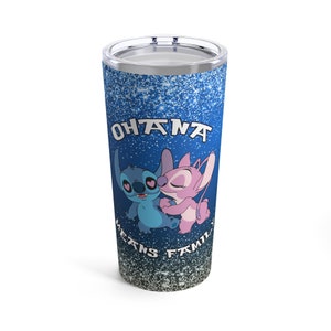 Stitch och Angel, Stitch-glasomslag, 20oz-glas, tecknad filmglas, Stitch akvarelldesign PNG, sublimering av glas, digital fil bild 2