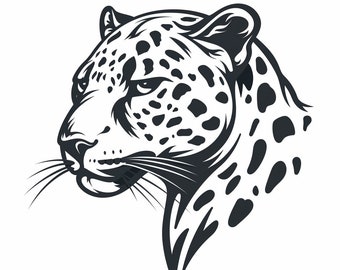 Leopard SVG PNG-design | Vilda djur Clipart | Utskrivbart leopardhuvud | Safari djurkonst | Digital nedladdning | Leopard DIY-hantverk