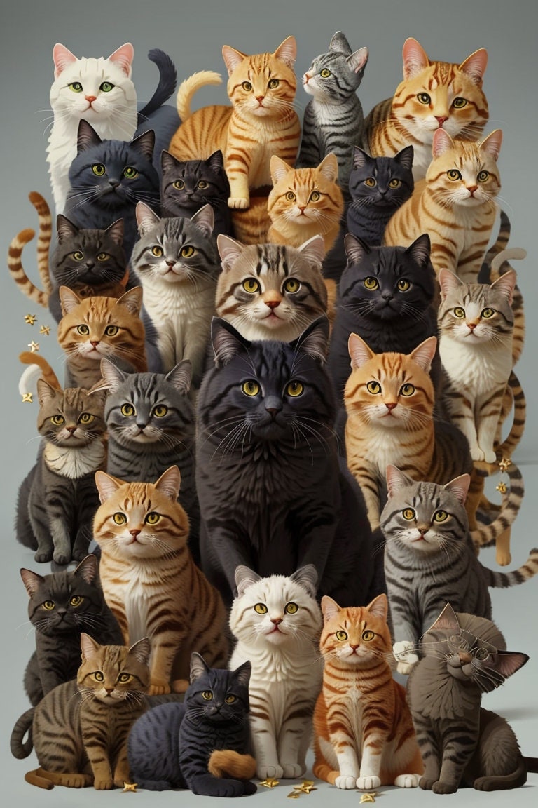 Digital Art Print, Cat Poster, Printable Poster, High Quality Prints ...