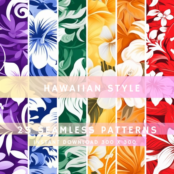 25 Hawaiian Style Seamless Patterns