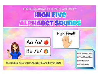 Leren kaarten met hoge vijf alfabetgeluiden | Interactieve phonics-flashcards | Educatief hulpmiddel door MissKindyStore