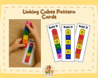 Linking Cubes Pattern Cards | AB, ABC, AAB Patterns | Math Center Printable