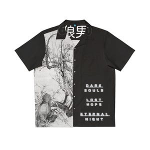 Japanese Print Men&#39;s Hawaiian Shirt, Street Wear Style Nue Gothic, Unique Aloha Button Up Tee - Alternative Clothing, Urban Tropical
