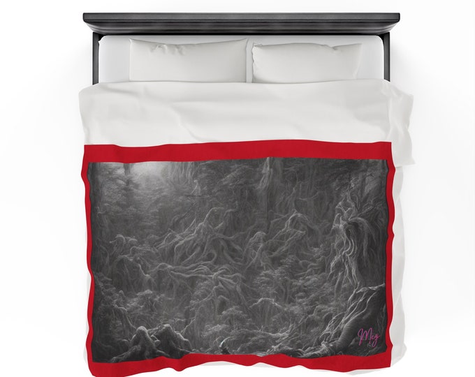 Velveteen Plush Blanket black forest
