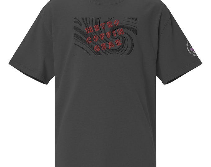 Metro Coffin Gear Oversized Large Embroidery textured tee faded t-shirt 100% carded cotton Boxy, oversized fit