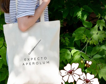 Jute bag "Expecto Aperolum" jute bag printed white long handle jute bag jute bag jga fabric bag gift wife birthday girlfriend