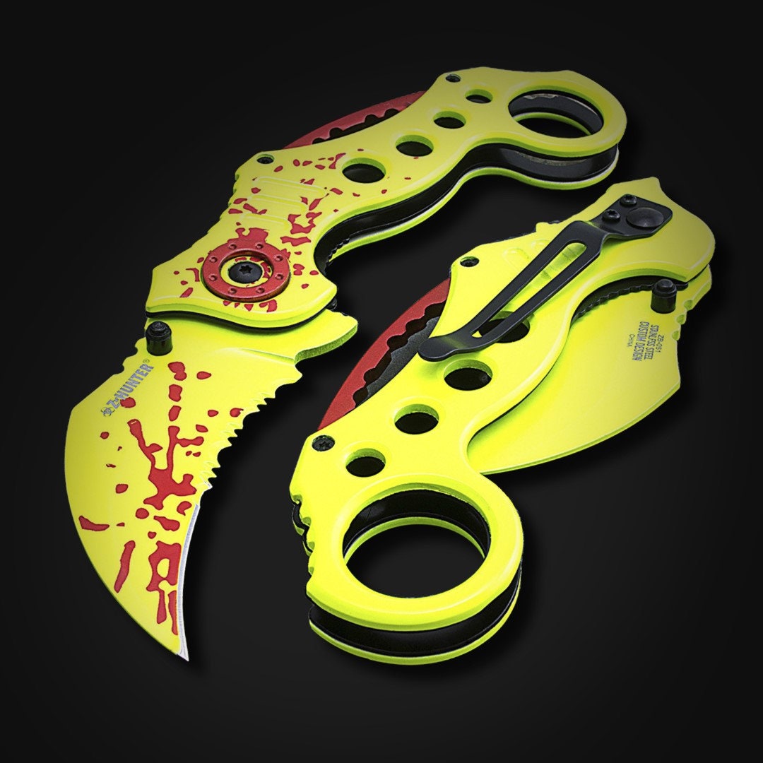 Knife 8 CSGO Lexury Neon Green Spring Assisted Hawkbill - Etsy
