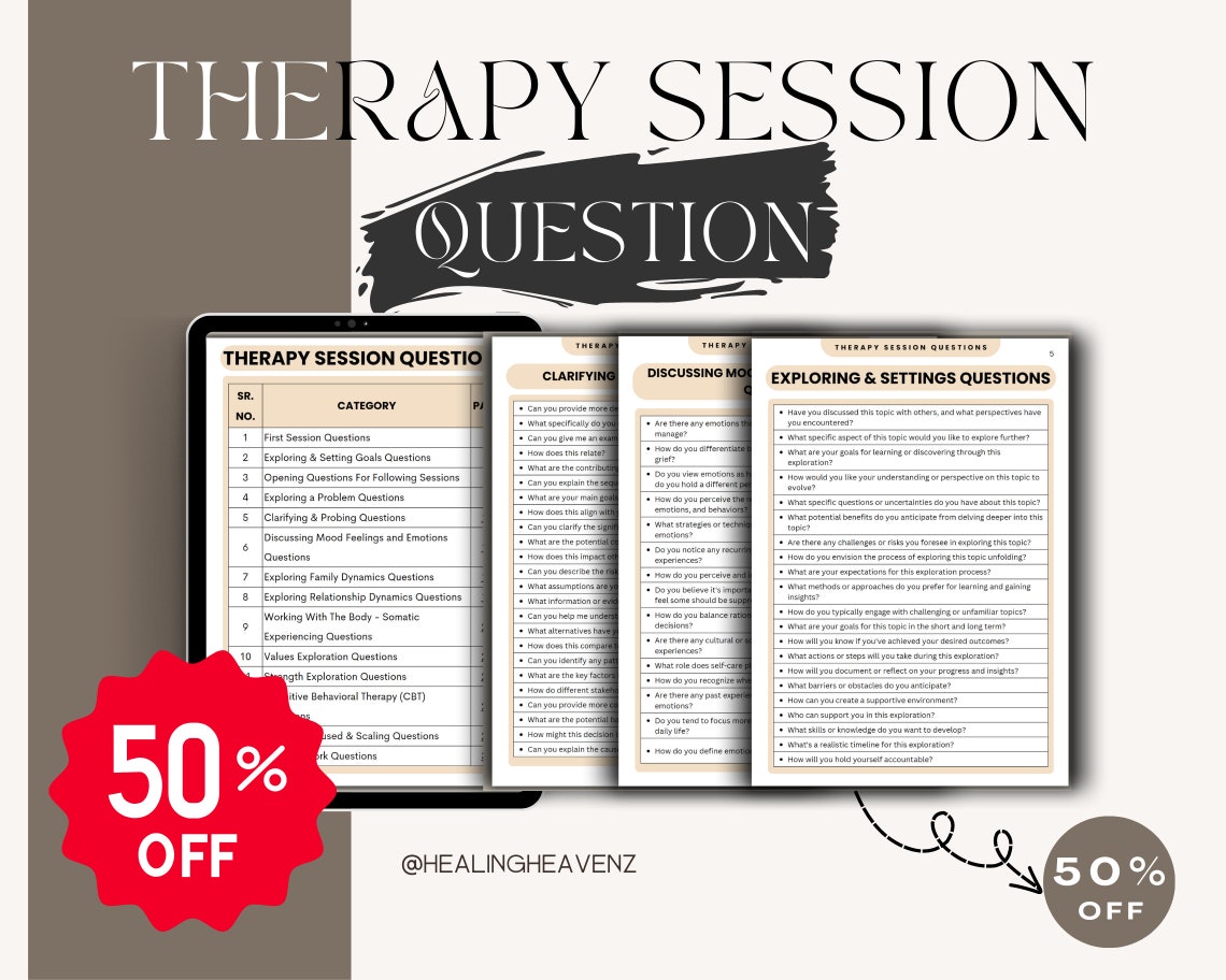 Therapy Session Questions Counseling Questions Open Ended Etsy