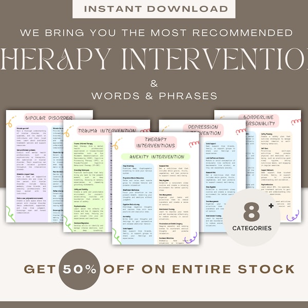 Therapy Interventions List, Clinical Terms Cheat Sheet Etsy Australia