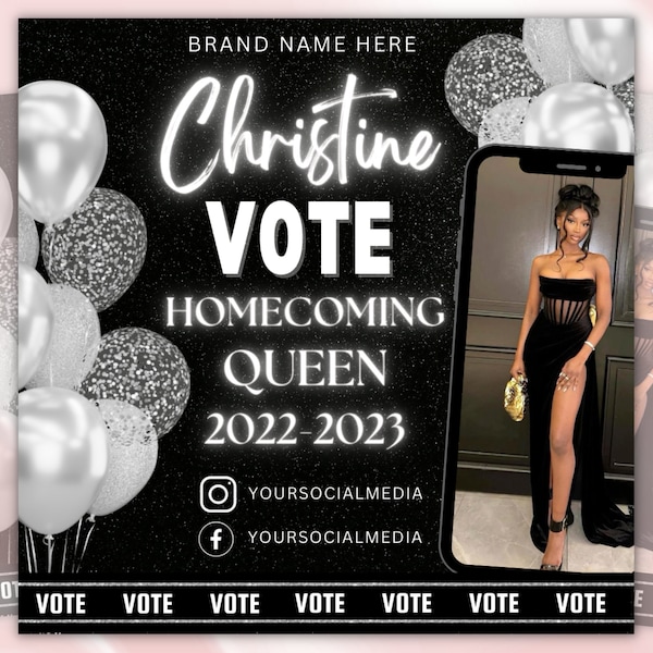 Vote Homecoming flyer, Homecoming Queen flyer, Campaign Flyer, Class Campaign Flyer, Election Flyer, Prom Flyer, Editable canva Template