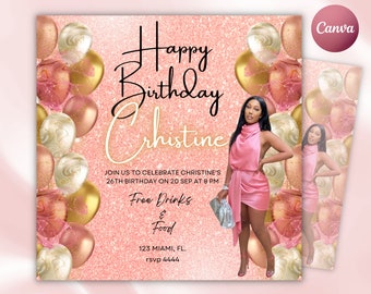 21st Birthday Flyer, Birthday Girl, Birthday Template, Birthday Party, Birthday Invitation, Birthday Dinner, Birthday Bash, Birthday Invite
