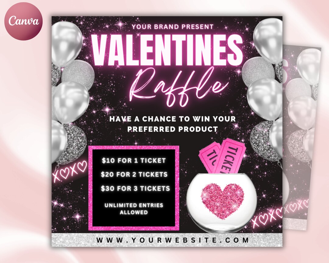 Valentine's Day Raffle Ticket Flyer, Raffle Giveaway Flyer ,february ...