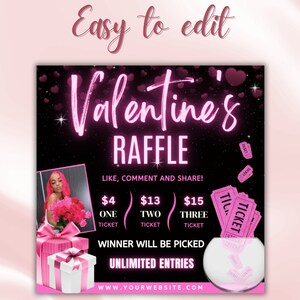 Valentine's Day Raffle Ticket Flyer, Raffle Giveaway Flyer ,february ...