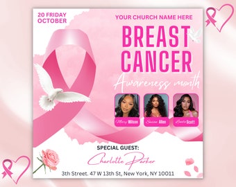 Breast Cancer Flyer, Awareness Flyer, Breast Cancer Sale Flyer, Pinktober Flyer, Fundraising Flyer, October Flyer, canva Template Design