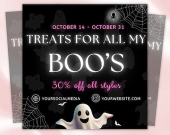 Halloween Flyer, Halloween Sale Flyer, Halloween Templates, Spooky Szn Flyer, October Booking Flyer, Social media flyer, Hair Flyer, Canva