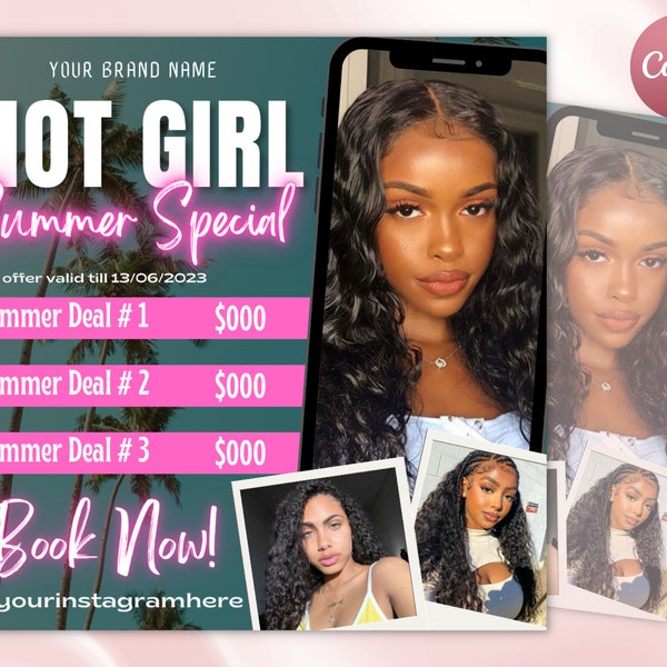 Summer Special Flyer, June Booking Flyer, June Books Open, Hair Bundles, Lash Flyer, Makeup Flyer, Nail Flyer, Boutique Flyer, Summer Flyer