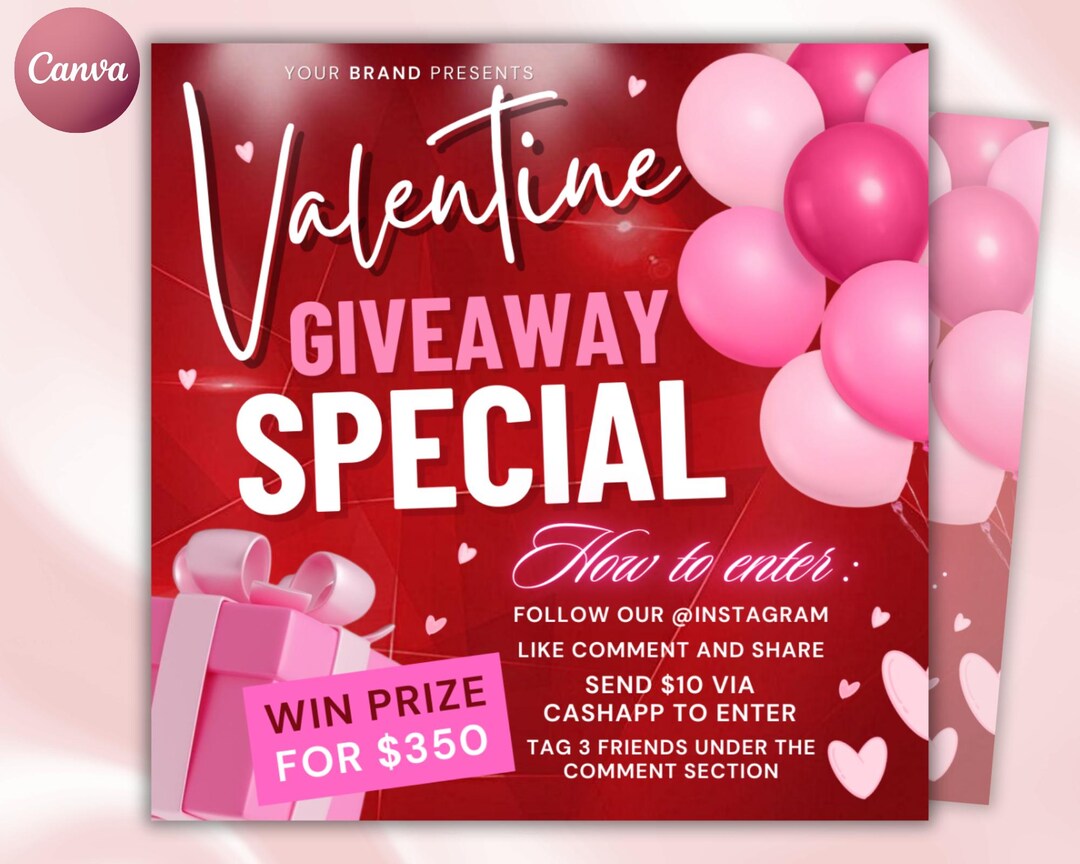 Valentine's Day Giveaway Flyer, Raffle Ticket Flyer ,february Raffle ...