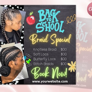 Back to School Sale Flyer | DIY New Arrival Shop Now Hair Bundles Lash Tech Makeup Nail Boutique Social Media Editable DIY Canva Template