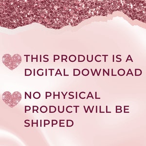 Pu&ograve; includere: Sfondo rosa e bianco con un cuore rosa e il testo "THIS PRODUCT IS A DIGITAL DOWNLOAD NO PHYSICAL PRODUCT WILL BE SHIPPED"