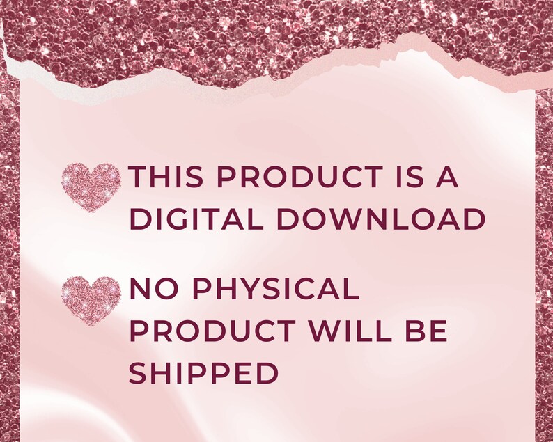 Pu&ograve; includere: Sfondo rosa e bianco con un cuore rosa e il testo "THIS PRODUCT IS A DIGITAL DOWNLOAD NO PHYSICAL PRODUCT WILL BE SHIPPED"