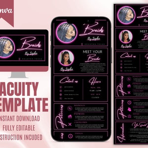 Braids Acuity Scheduling Template Braids Website Banner DIY Bundle Hair stylist Booking Site MUA Design Boutique Social Media Editable Canva