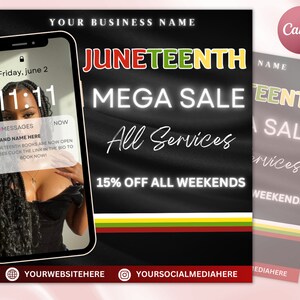 Juneteenth Flyer, Juneteenth Sale Flyer, Knotless Braids Flyer, Summer Sale, DIY Juneteenth Flyer, Canva Flyer Template, Digital Download