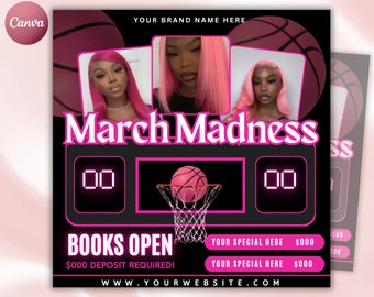 March Booking Flyer, March Madness Booking Flyer, st. patricks day Bookings Available Appointments flyer, canva edtable template