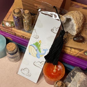 Forest Whale Watercolor Painted Tassel Bookmarks