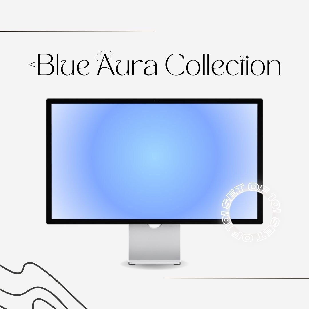 Set of 10 Blue Aura Desktop Wallpaper Aesthetic Digital - Etsy