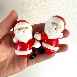 Vintage Santa Candle Huggers Climbers Set Pair Christmas Ceramic Figurine Handmade