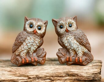 ヴィンテージ 70年代 ホームコ 大きな目のフクロウ ファミリー 4体 壁