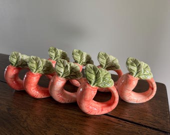 Vintage Garden Carrot Napkin Holders rings Set of 8 Japan Cottage Core