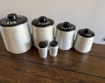 Vintage Rose Gold Kromex Canisters Spice Set Cake Butter Dish