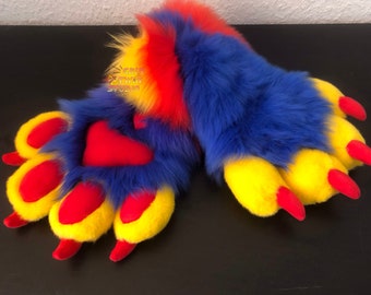 Pattes de main sur le thème du cirque Fursuit / Pattes gonflées à fourrure / Lire la description ! / Fausse fourrure / Minky