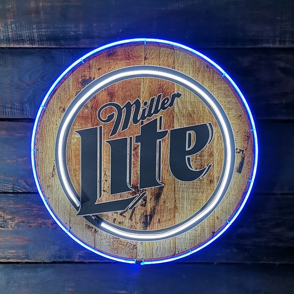 Design inspired 18" miller light beer neon LED Sign with dual blue and white  light