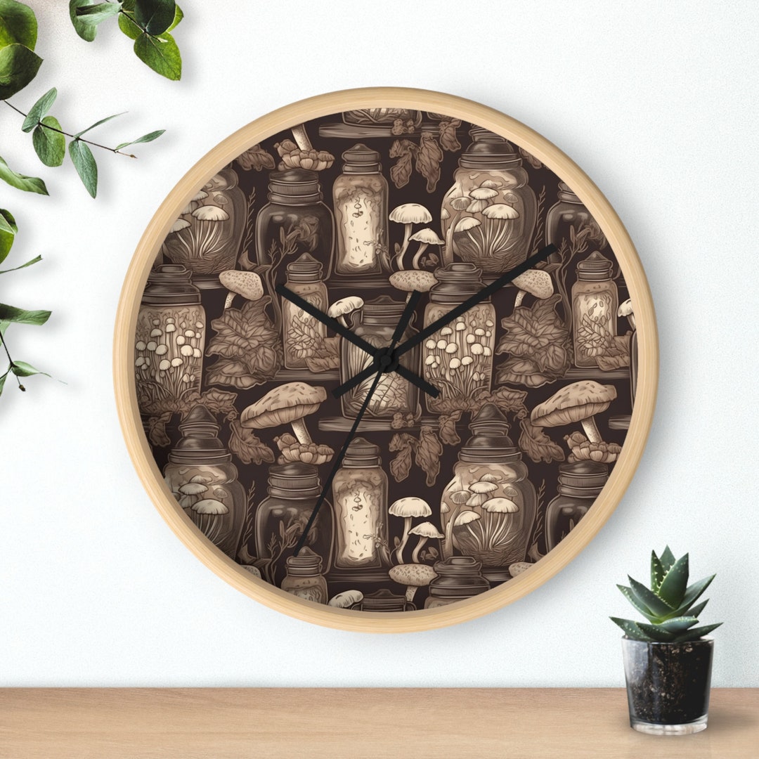 Cottagecore Wall Clock Kitchen Witch Mushroom Clock Etsy