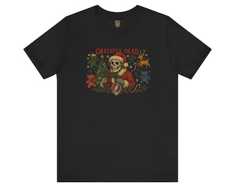 Koszulka z grafiką świąteczną Grateful Dead, koszulka z zespołem, odzież na festiwal muzyczny, top w stylu vintage, prezent hipisowski