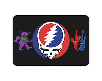 Grateful Dead Desk Mat, Stealie Dancing Bear Jerry Garcia Hand, Mouse Pad, Office Decor, Music Lover Gift, Hippie Desk Accessory