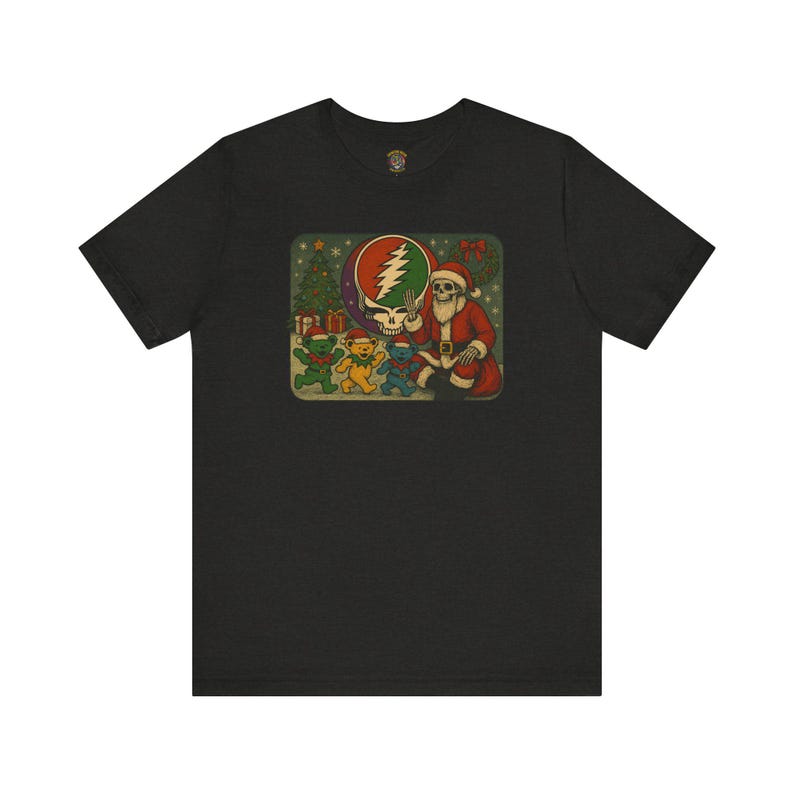 Grateful Dead Christmas Tee - Holiday Skeleton Stealie Bear Shirt, Unisex T-Shirt, Festive Music Fan Apparel, Unique Gift, Hippie Graphic image 2