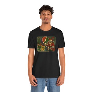 Grateful Dead Christmas Tee - Holiday Skeleton Stealie Bear Shirt, Unisex T-Shirt, Festive Music Fan Apparel, Unique Gift, Hippie Graphic image 3