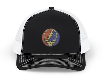 Grateful Dead Trucker Cap, Embroidered Snapback, Hippie Festival Hat