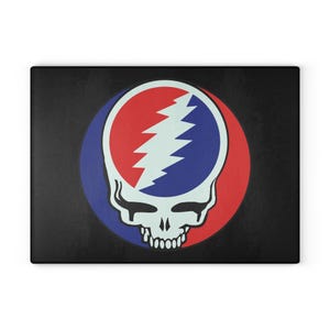 Grateful Dead Stealie Glass Cutting Board, Cutting Board Gift, Kitchen Decor, Food Preparation, Chef Gift, Counter Saver, Unique Home Decor