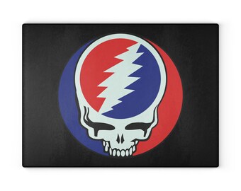 Deska do krojenia Grateful Dead Stealie Glass, prezent na deskę do krojenia, wystrój kuchni, przygotowywanie posiłków, prezent dla szefa kuchni, oszczędzanie blatu, wyjątkowy wystrój domu