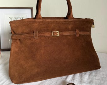 Suede women's bag, Italian bags, suede bag for genuine every day, shoulder bag, bag for work, gift for het