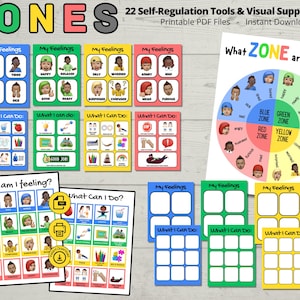 Zones van Regulatiebundel, visuele ondersteuning, emotiesdiagram, copingvaardigheden