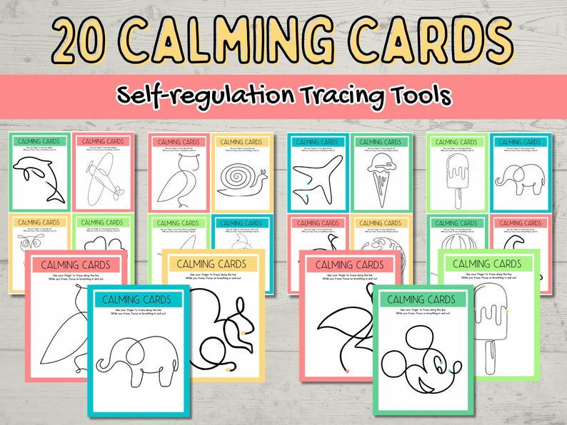 Calming Card Tracing Sheets for Kids - Printable Self-Regulation Exercises image 1