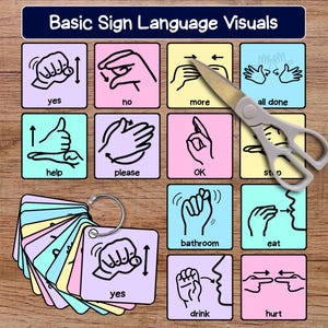 Sign Language Flashcards ASL Poster and Card Set for Kids & Toddlers - Printable Digital Download