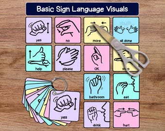 Sign Language Flashcards ASL Poster and Card Set for Kids & Toddlers - Printable Digital Download