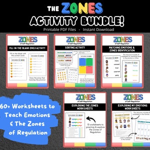 Zones of Regulation Printable Worksheet Bundle